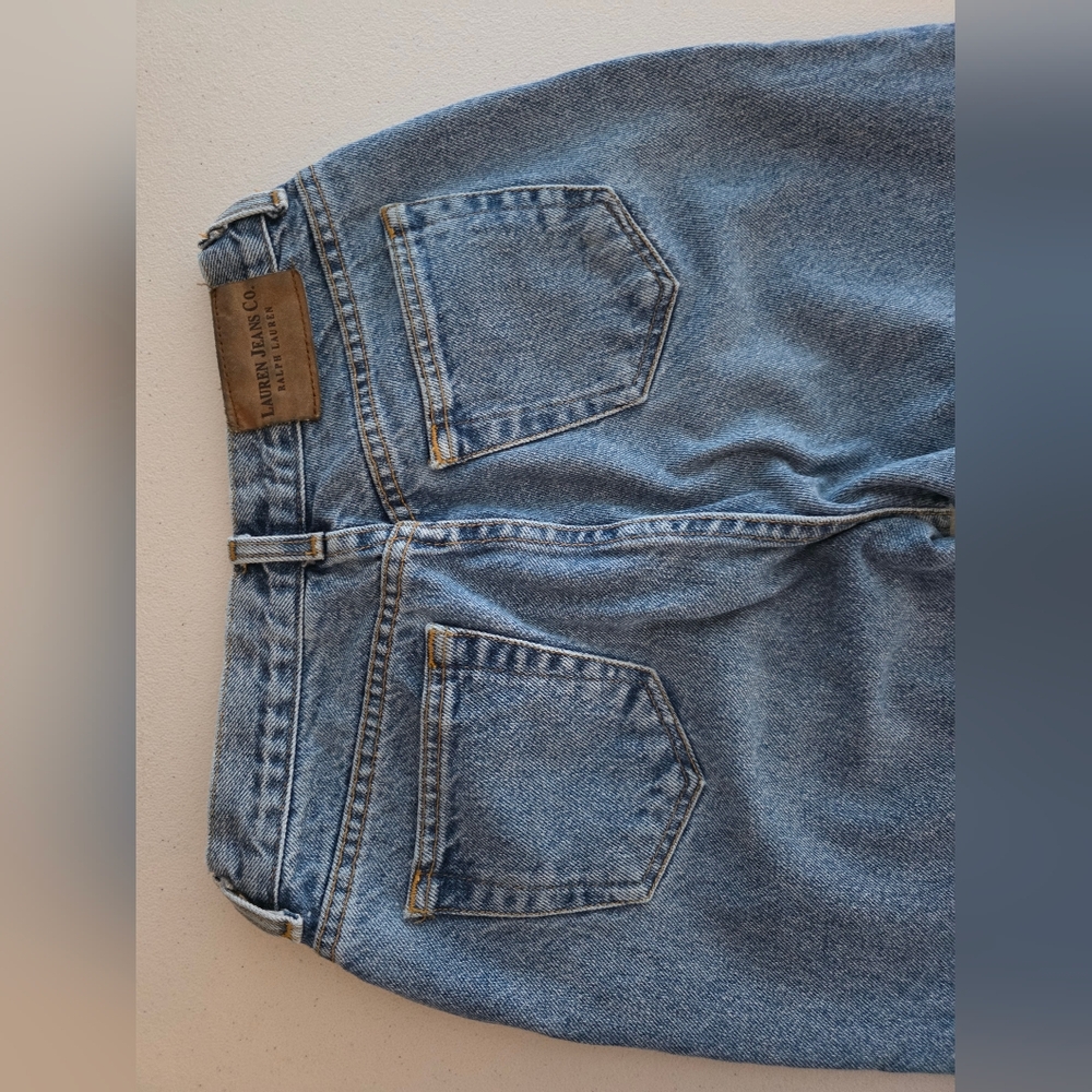 Vintage Lauren Ralph Lauren 90s High Waisted Mom Jeans Petite 100% Cotton - Picture 6 of 11